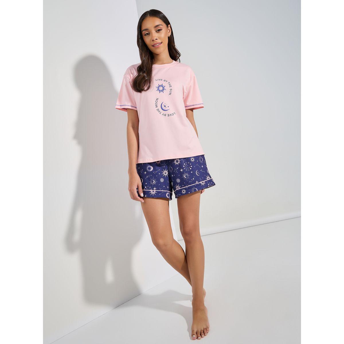 مجموعة من شورت وتيشيرت باكتاف منخفضة-women-clothing-nightwear-pyjamas-shortsets-image-2