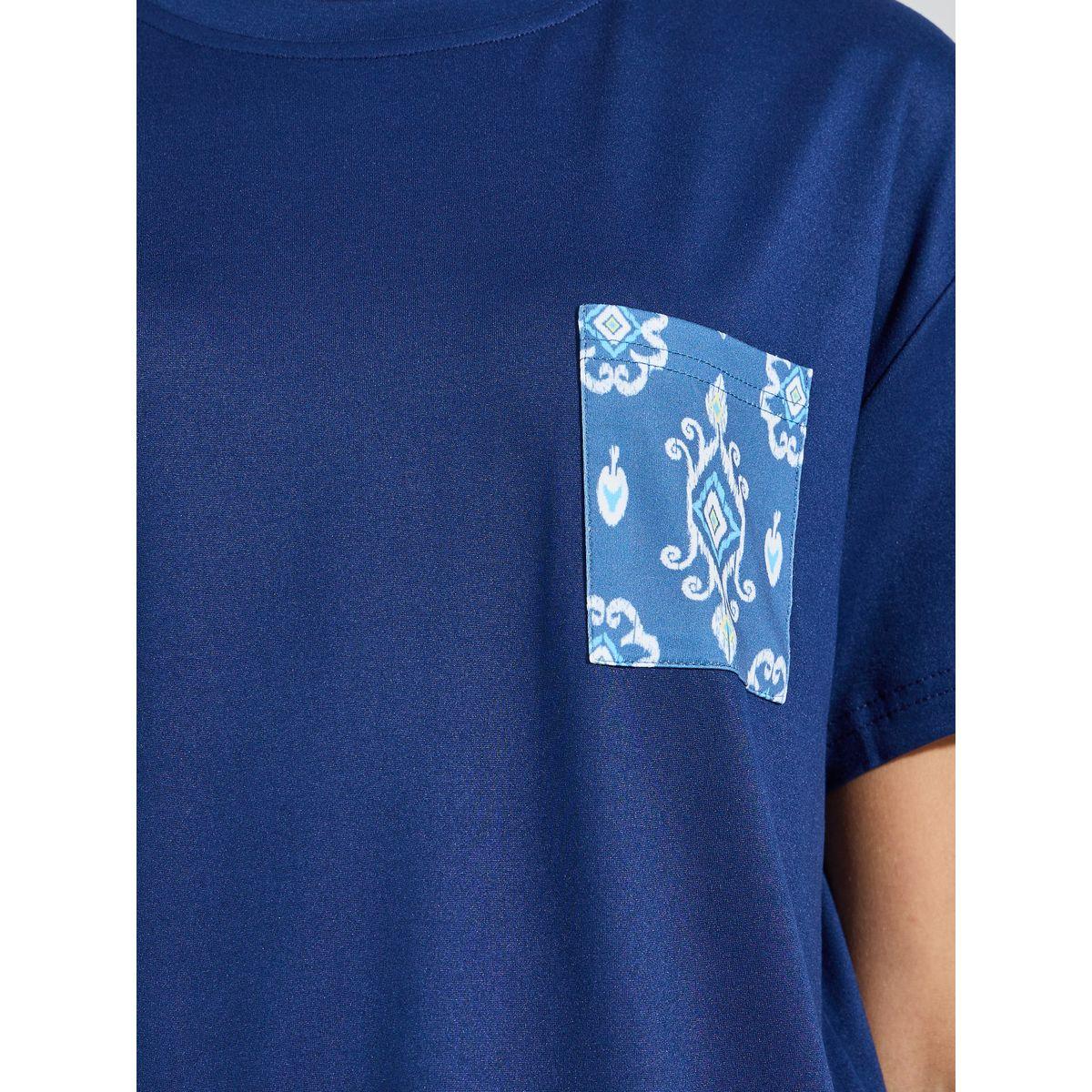 Styli Unwind Ikkat Print Pocket T-Shirt & Pyjama Set-women-clothing-nightwear-pyjamas-longsets-image-4
