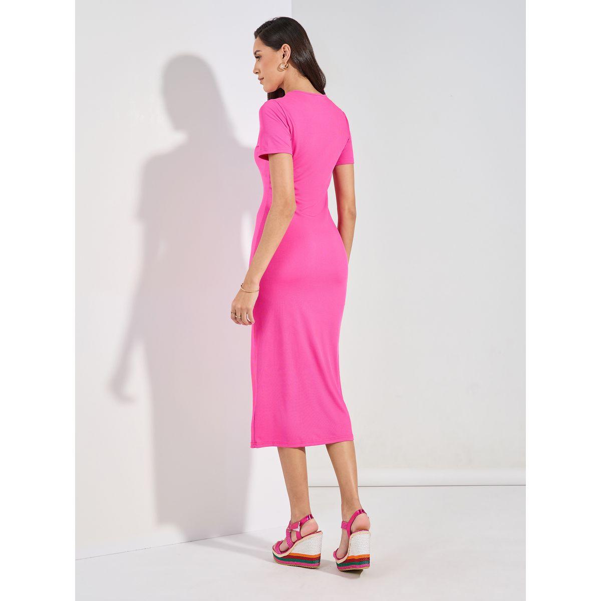 فستان ميدي ضيق بتفاصيل مضلعة بياقة دائرية-women-clothing-dresses-image-4