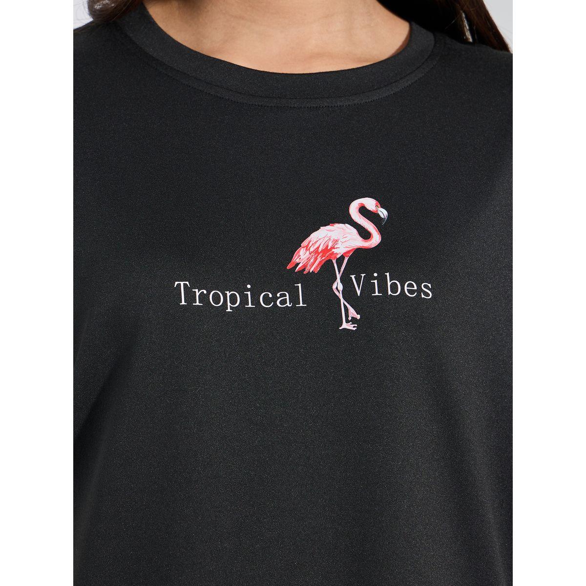 Styli Unwind Flamingo Print T-shirt & Palm Piped Hem Pyjama Set-women-clothing-nightwear-pyjamas-longsets-image-3