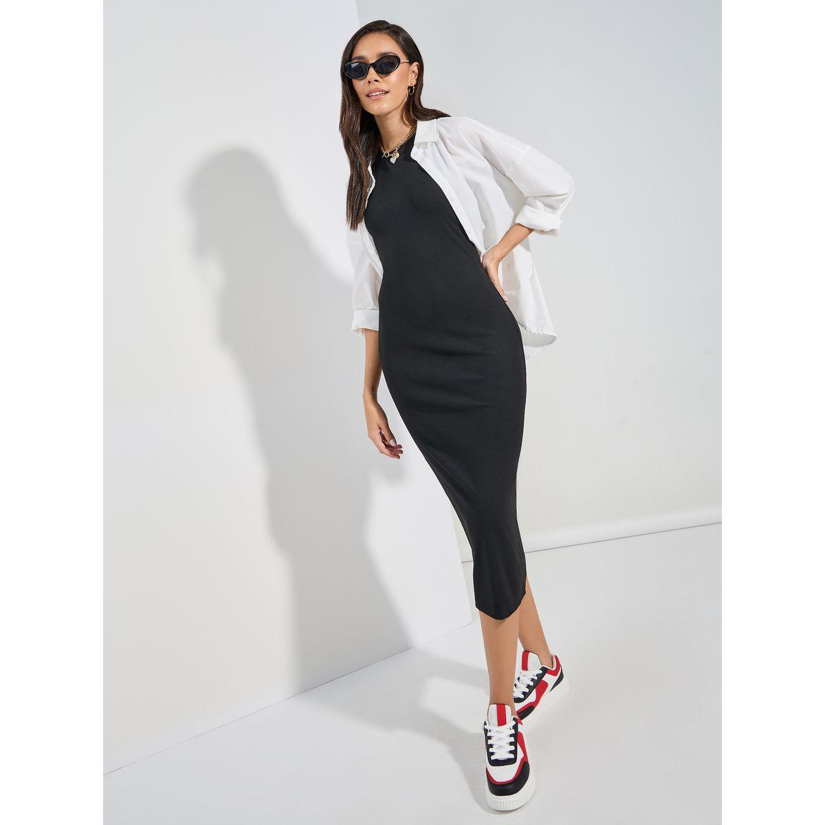Styli Round Neck Ribbed Bodycon Midi Dress-women-clothing-dresses-image-1