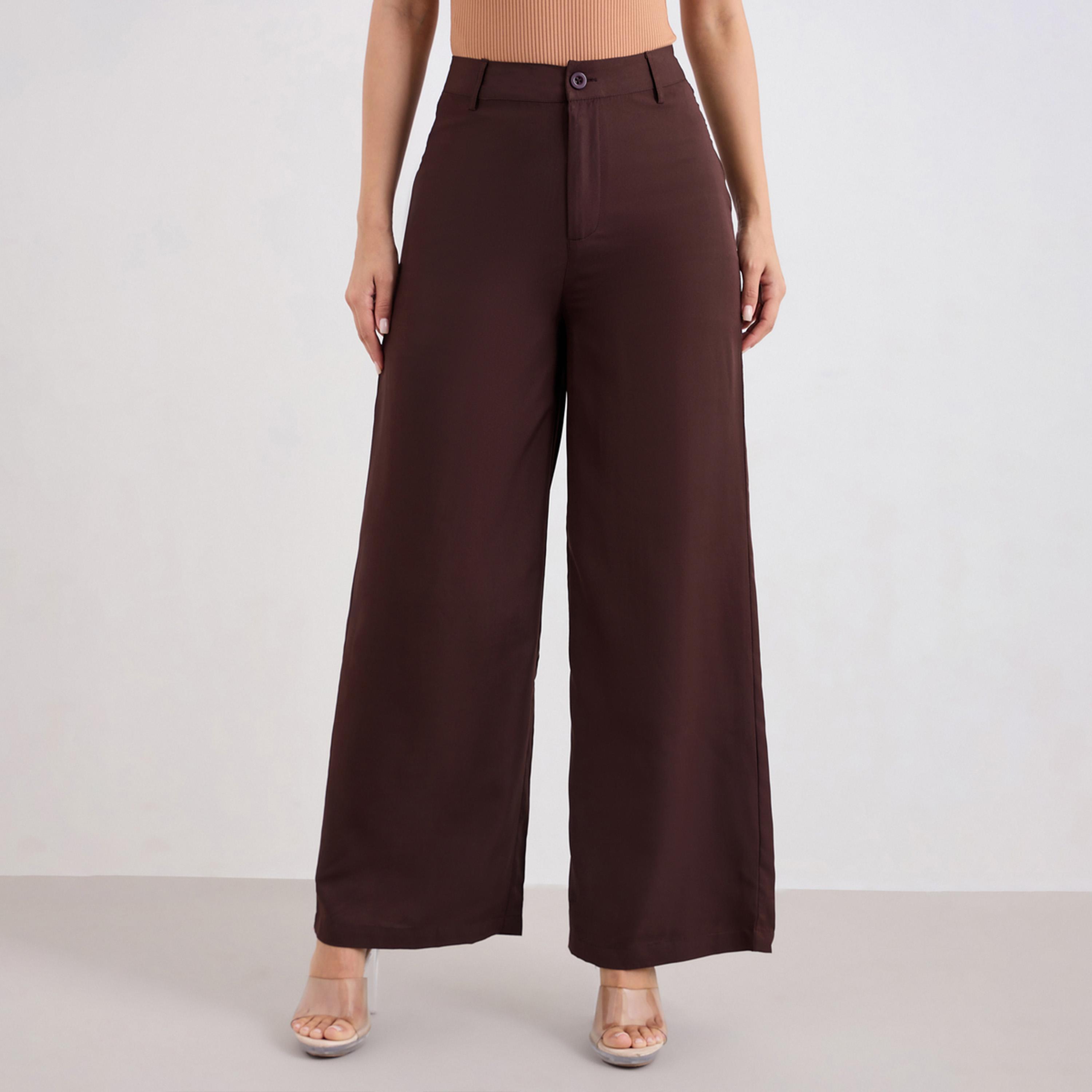 ستايلي - بنطال واسع الساق مع حلقات حزام-women-clothing-bottoms-trousers-image-1