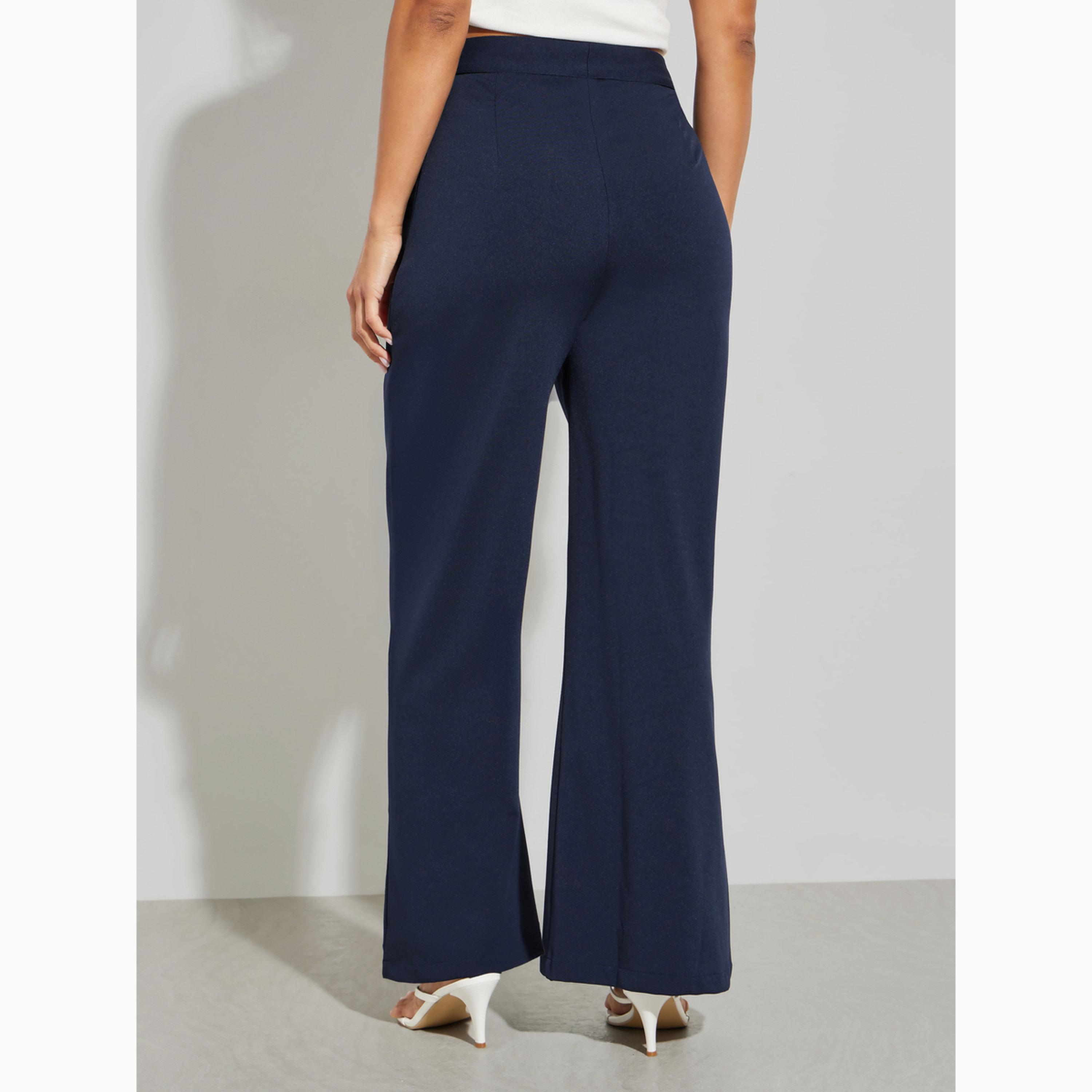 بنطال سادة بقصة أرجل واسعة-women-clothing-bottoms-trousers-image-4