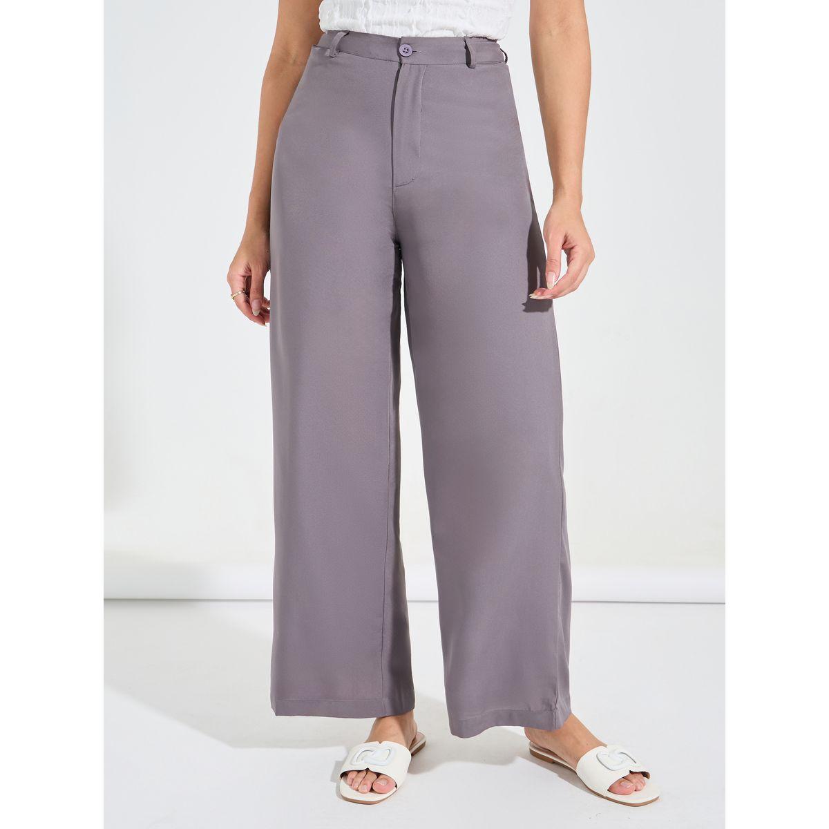 بنطال سادة بارجل مستقيمة مع فتحات حزام-women-clothing-bottoms-trousers-image-2