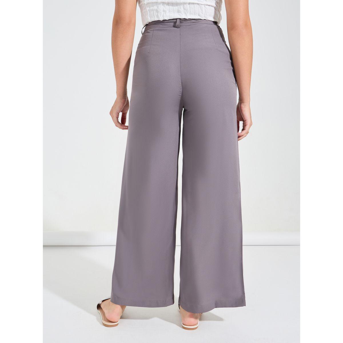 Styli Solid Straight Leg Pants with Belt Loops-women-clothing-bottoms-trousers-image-4