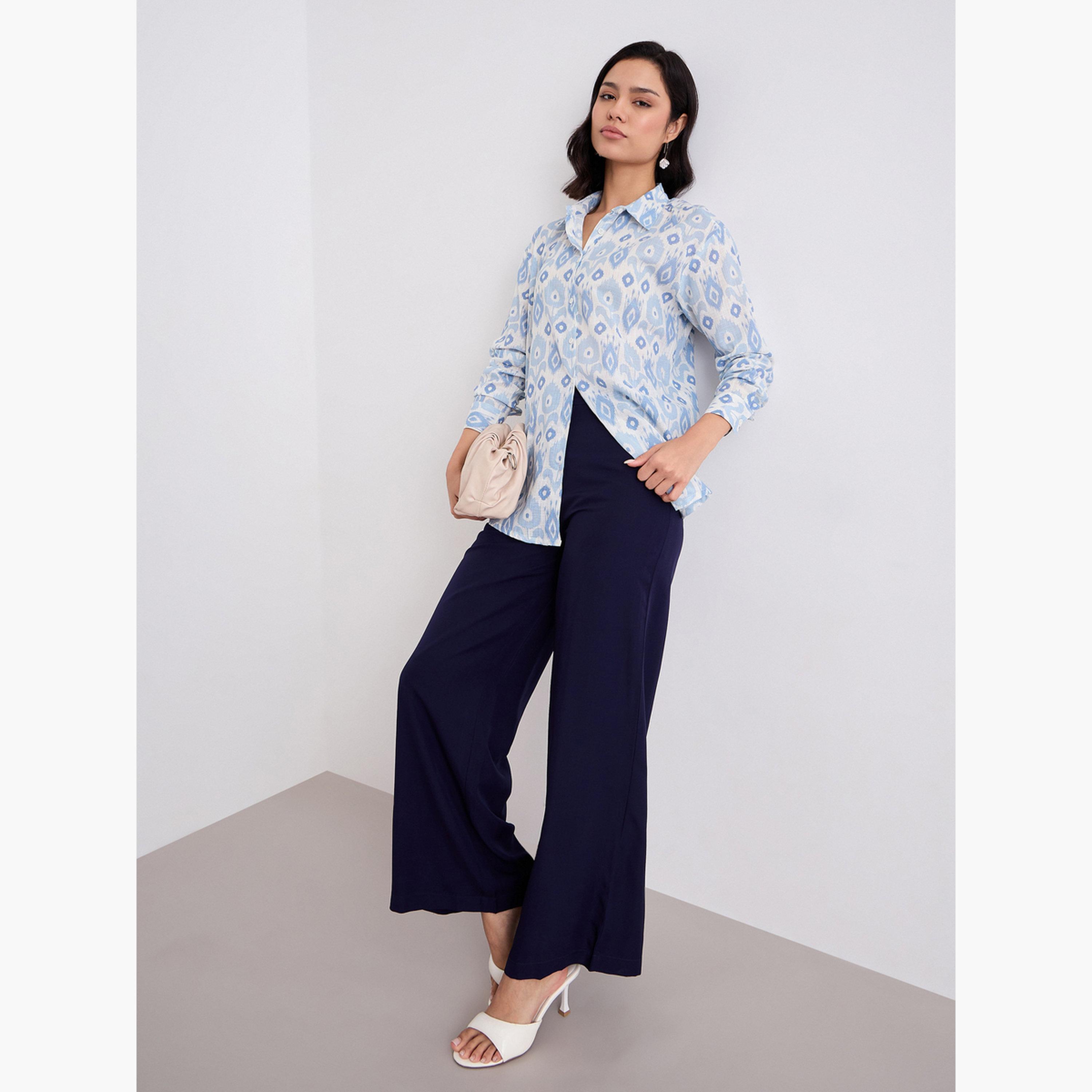 ستايلي - بنطال واسع الساق مع حلقات حزام-women-clothing-bottoms-trousers-image-2
