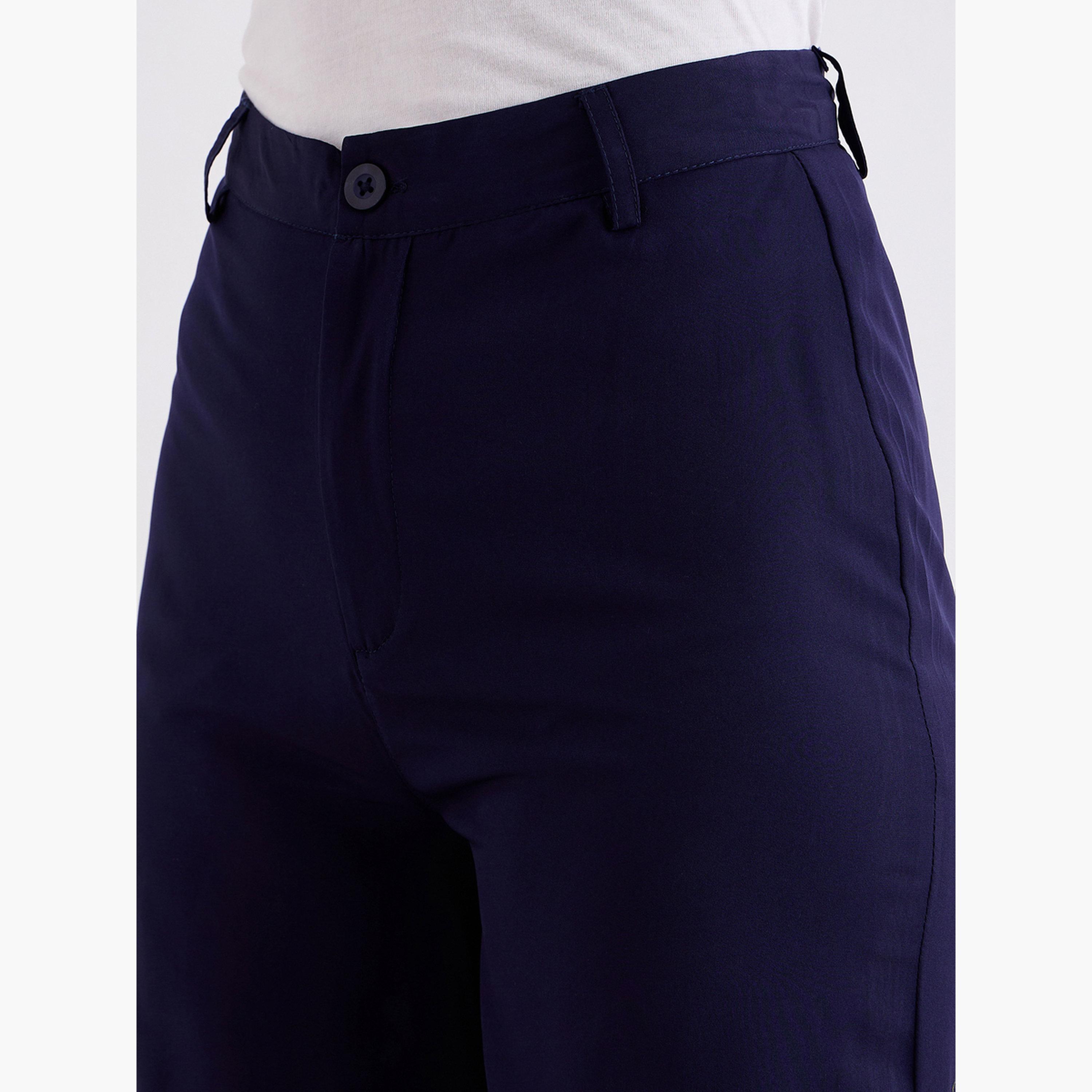 Styli Solid Wide Leg Pants with Belt Loops-women-clothing-bottoms-trousers-image-5