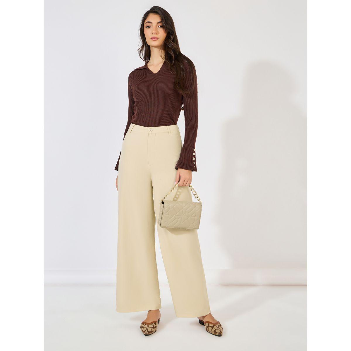 بنطال سادة بأرجل مستقيمة وفتحات حزام-women-clothing-bottoms-trousers-image-4