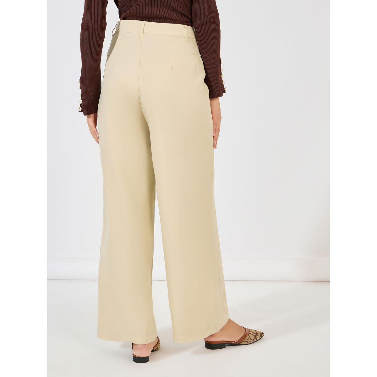 Styli Solid Straight Leg Pants with Belt Loops-women-clothing-bottoms-trousers-image-4