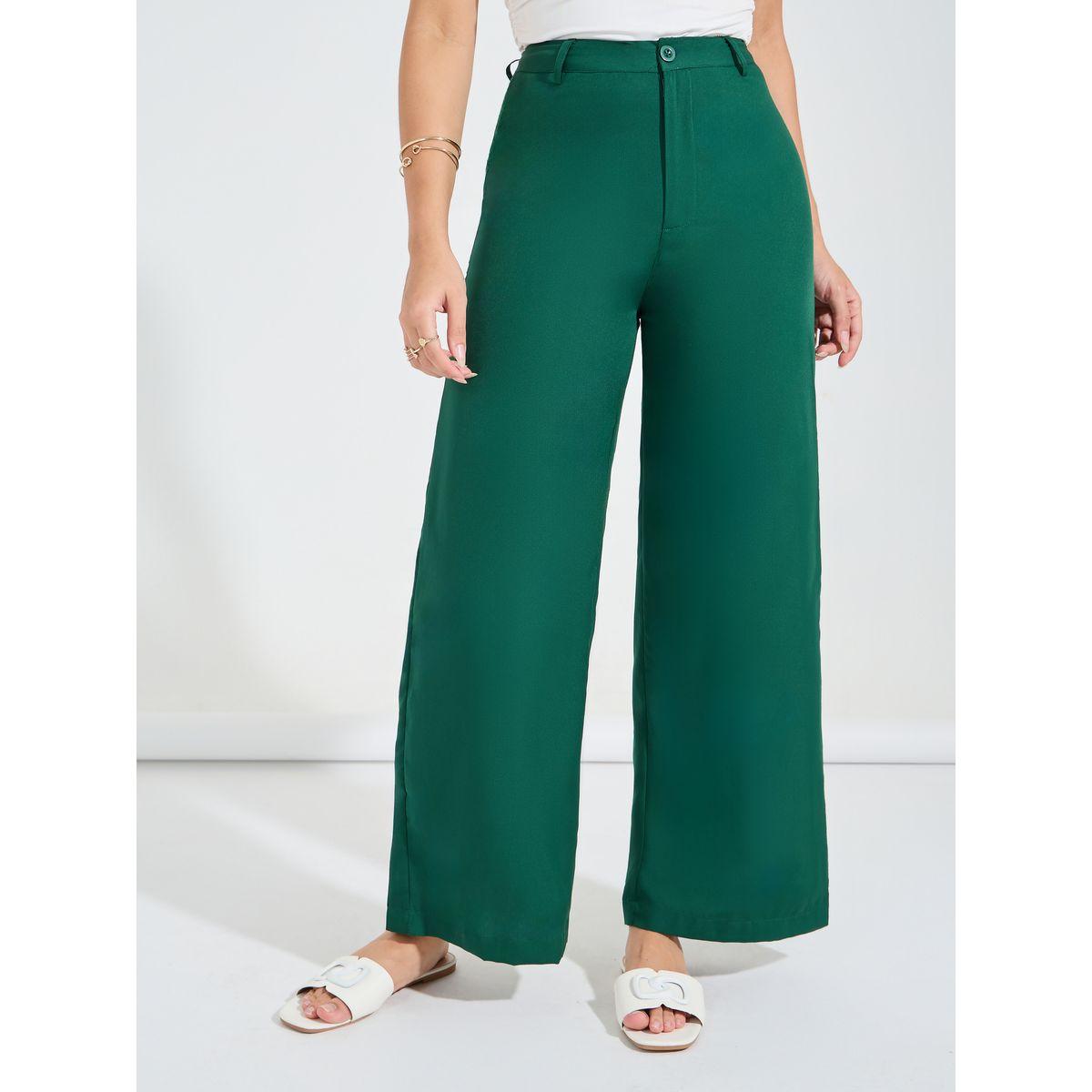 Styli Solid Straight Leg Pants with Belt Loops-women-clothing-bottoms-trousers-image-2