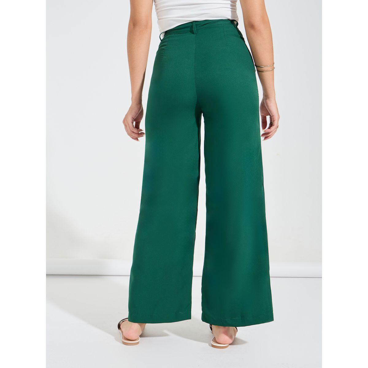 Styli Solid Straight Leg Pants with Belt Loops-women-clothing-bottoms-trousers-image-4