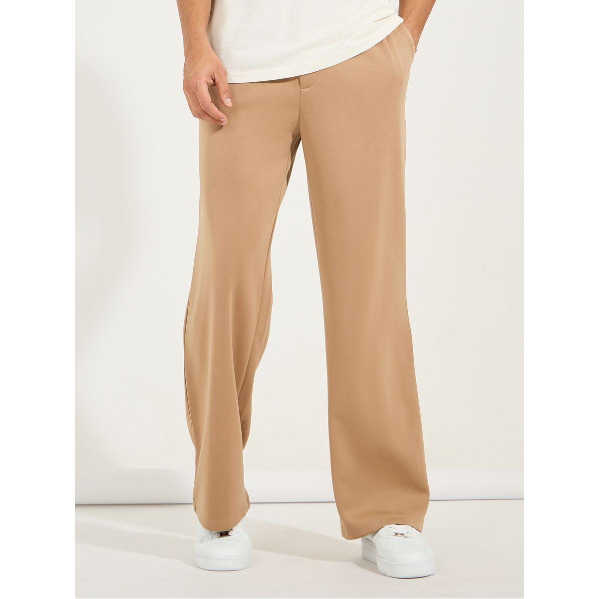 بنطال محبوك بقصة مريحة وتفاصيل كسرات-men-clothing-bottoms-trousersandchinos-trousers-image-1