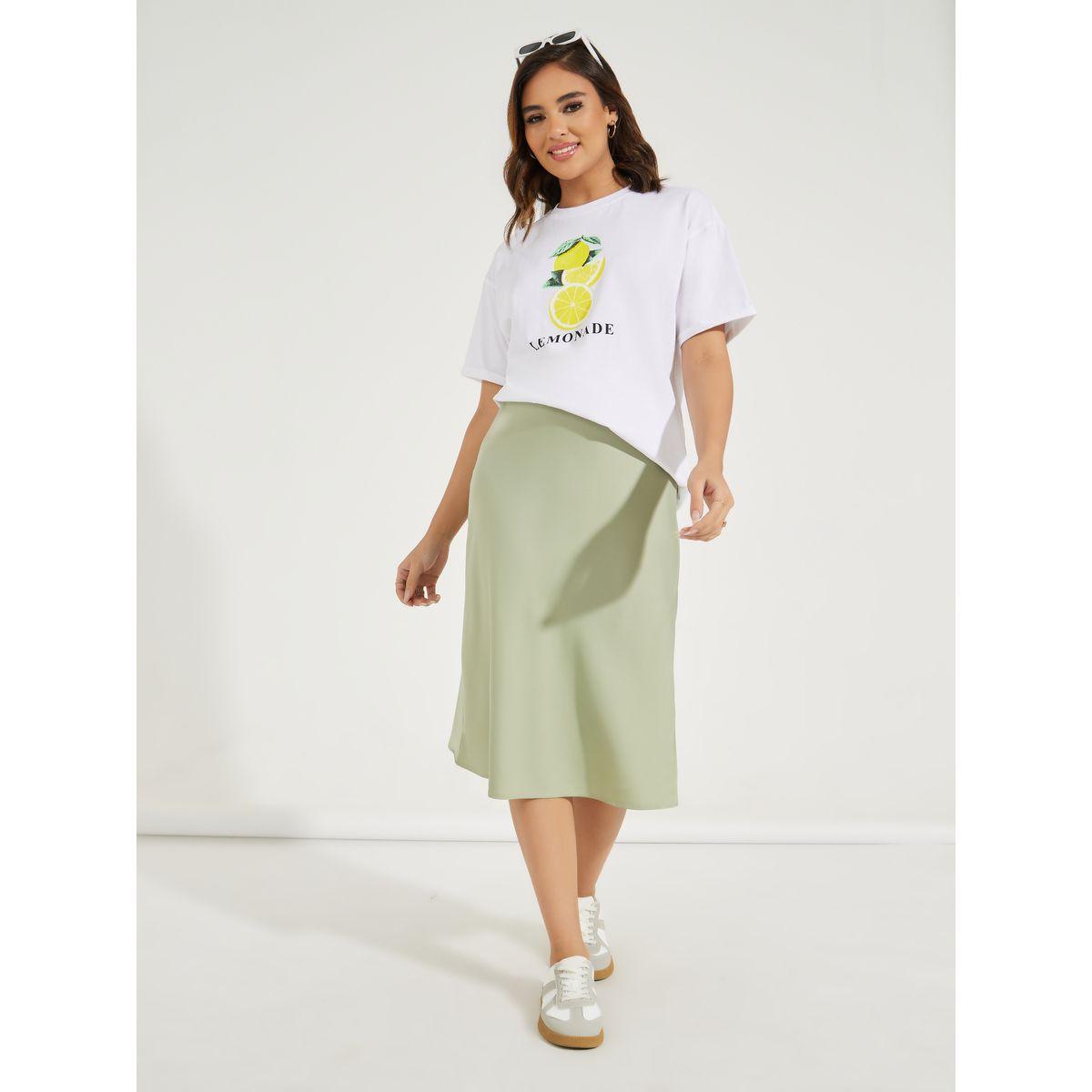 تيشيرت فضفاض بطبعة جرافيك واكمام بطية-women-clothing-tshirts-image-3