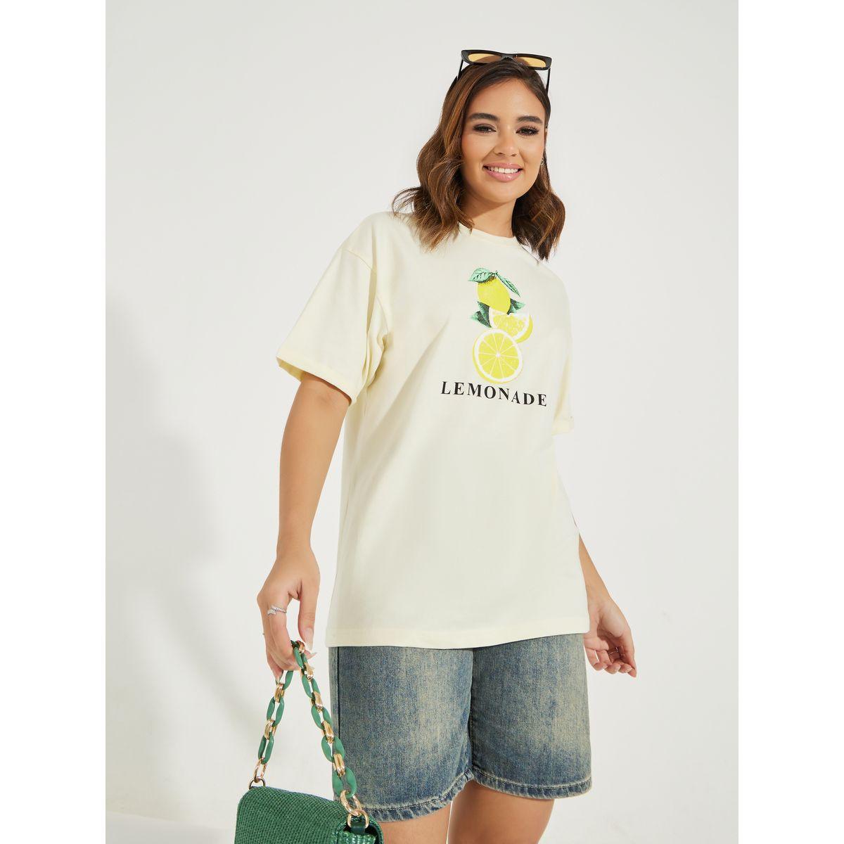 Styli Oversized Lemonade Graphic T-Shirt with Turn-Up Sleeves-women-clothing-tshirts-image-2