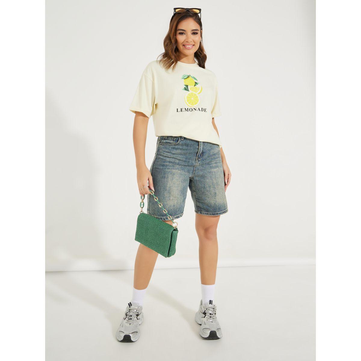 Styli Oversized Lemonade Graphic T-Shirt with Turn-Up Sleeves-women-clothing-tshirts-image-3