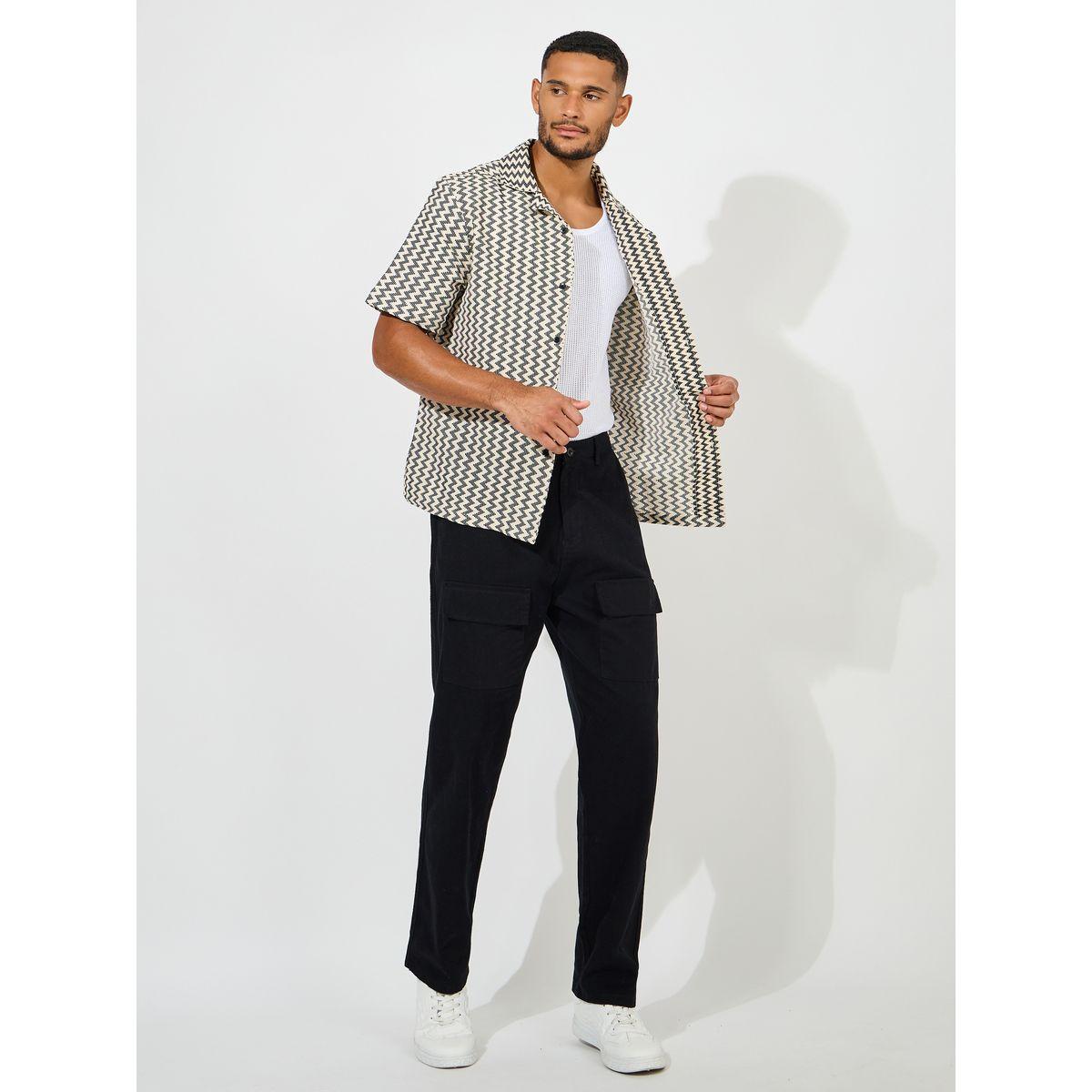 Styli Jacquard Geo Pattern Relaxed Fit Shirt-men-clothing-shirts-image-3