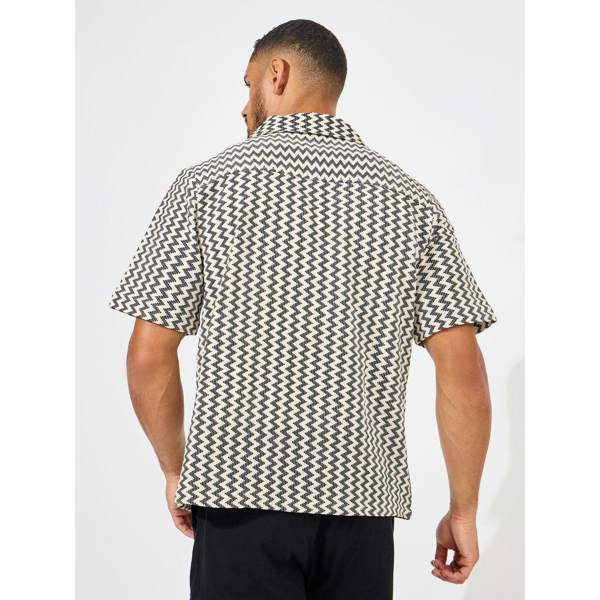 Styli Jacquard Geo Pattern Relaxed Fit Shirt-men-clothing-shirts-image-5