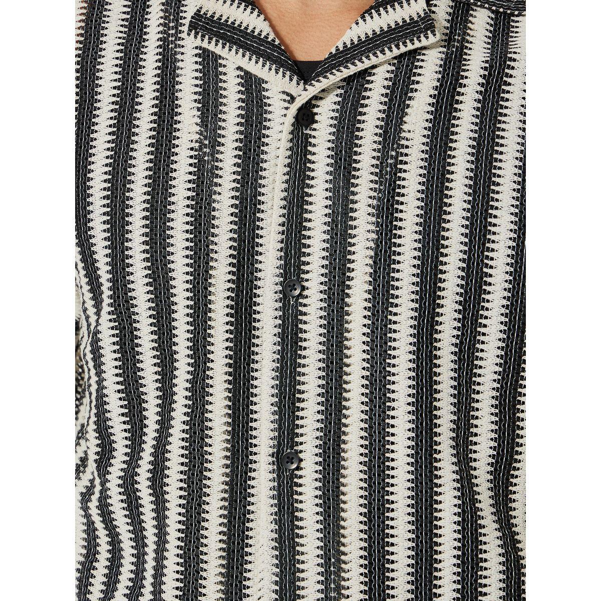 Styli Jacquard Stripe Pattern Resort Collar Relaxed Shirt-men-clothing-shirts-image-4