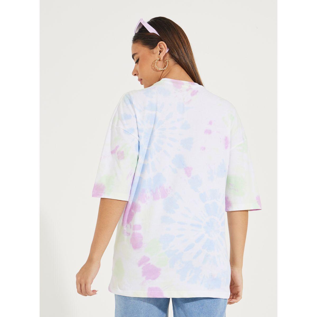 Styli Oversized Tie Dye Graphic Print T-Shirt with Dropped Shoulder-women-clothing-tshirts-image-4