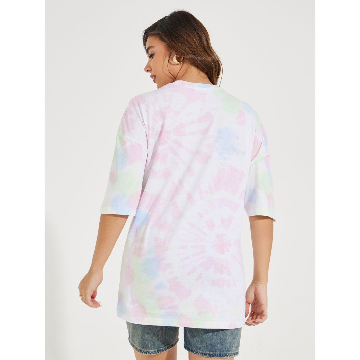Styli Oversized Tie Dye Graphic Print T-Shirt with Dropped Shoulder-women-clothing-tshirts-image-5