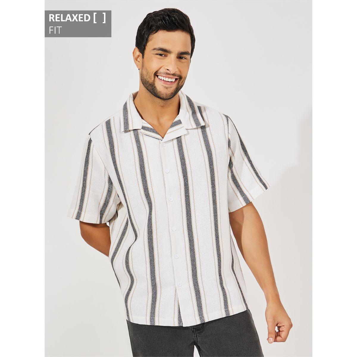 Styli Stripe Cotton Resort Collar Relaxed Fit Shirt-men-clothing-shirts-image-1