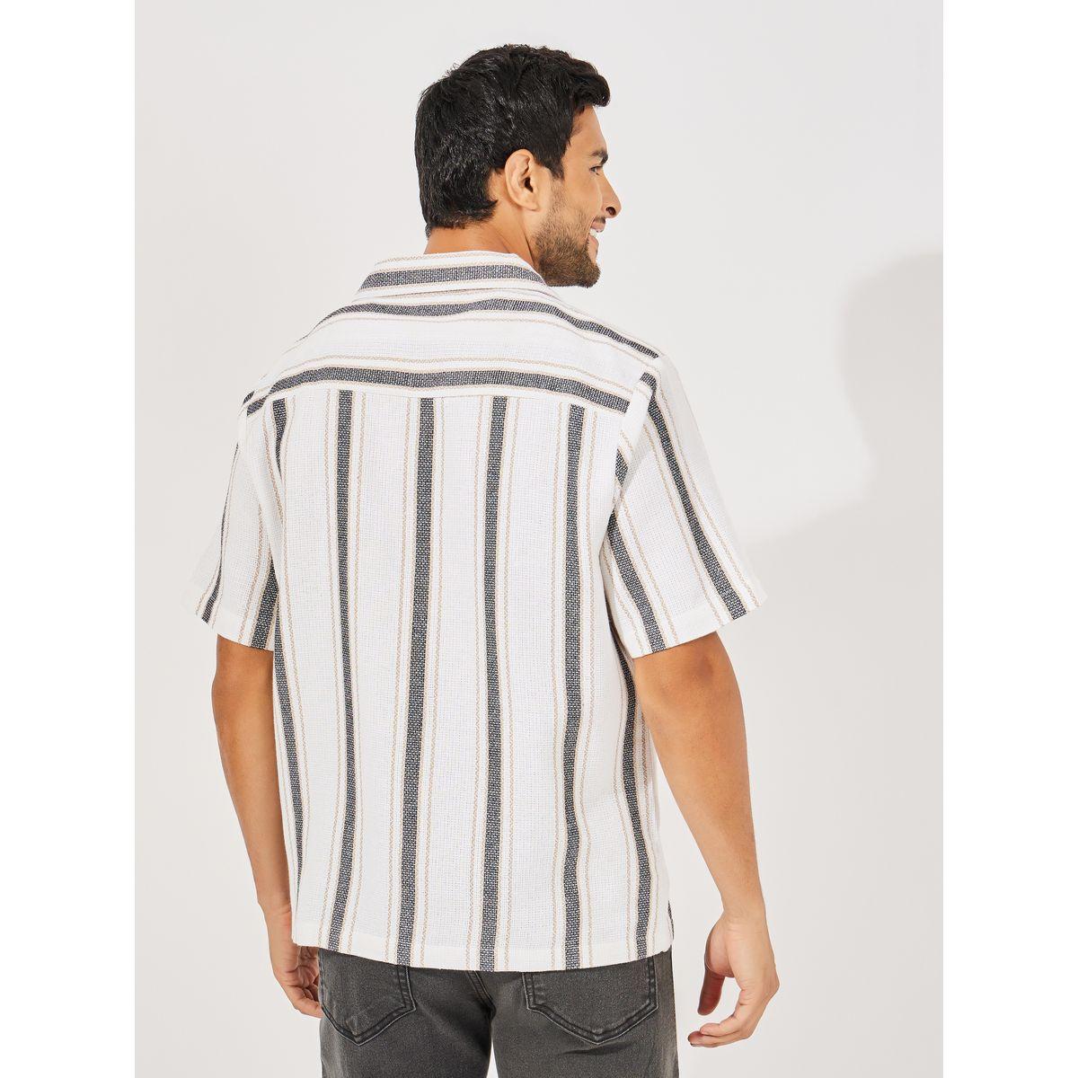 Styli Stripe Cotton Resort Collar Relaxed Fit Shirt-men-clothing-shirts-image-4