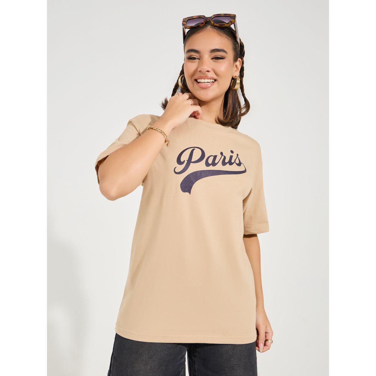 Styli Oversized Paris Slogan T-Shirt with Dropped Shoulder-women-clothing-tshirts-image-3