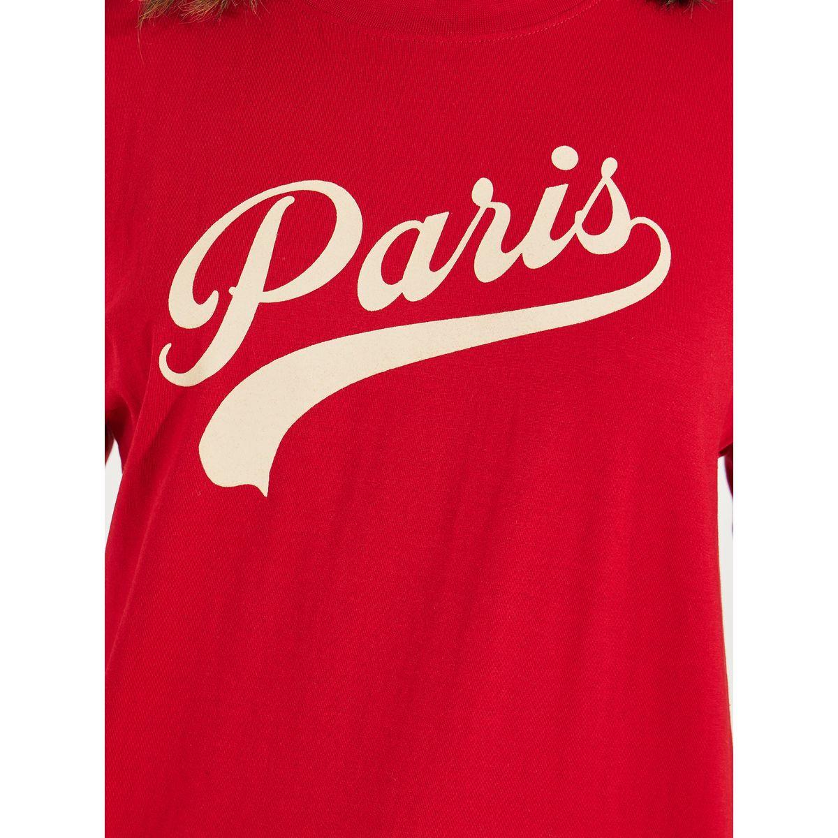 تيشيرت فضفاض بطبعة كتابة مع اكتاف منخفضة-women-clothing-tshirts-image-5