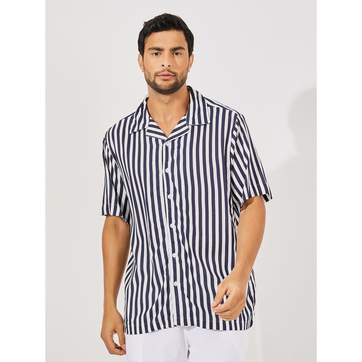 Styli Striped Resort Collar Relaxed Fit Shirt-men-clothing-shirts-image-1