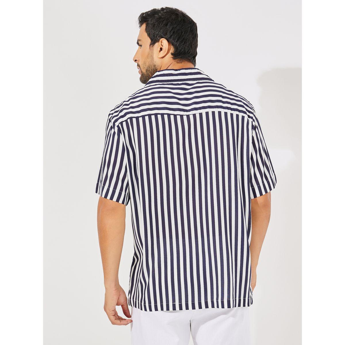 Styli Striped Resort Collar Relaxed Fit Shirt-men-clothing-shirts-image-4