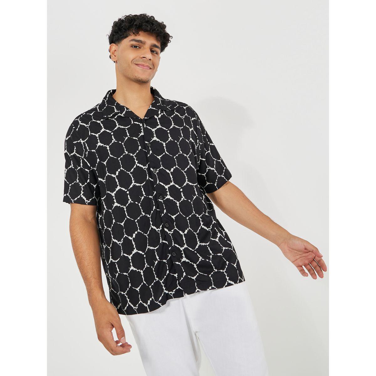 Styli Geometric Printed Resort Collar Relaxed Shirt-men-clothing-shirts-image-3