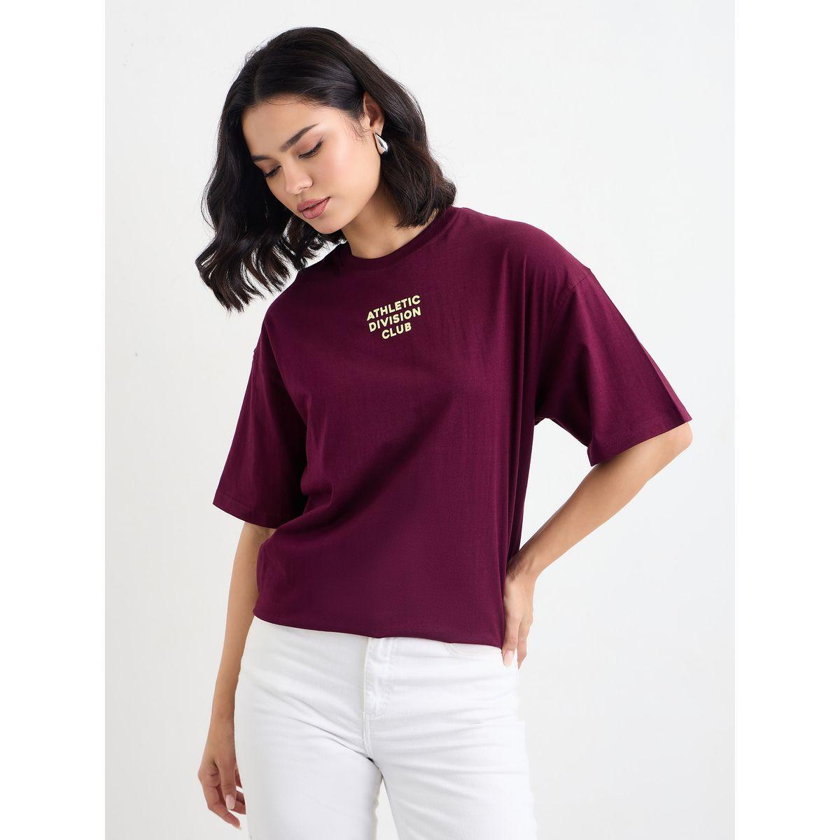 Styli Oversized Athletic Club Slogan T-Shirt with Dropped Shoulder-women-clothing-tshirts-image-2