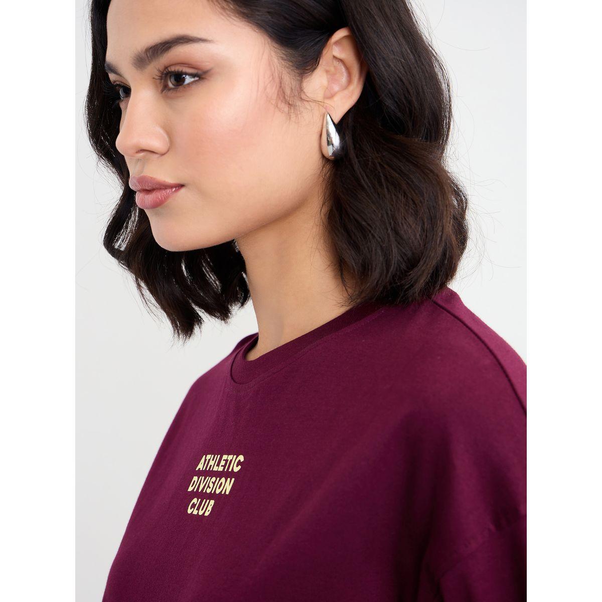 Styli Oversized Athletic Club Slogan T-Shirt with Dropped Shoulder-women-clothing-tshirts-image-3