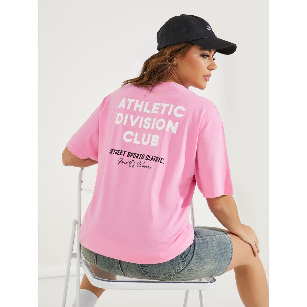 تيشيرت فضفاض بطبعة كتابة واكتاف منخفضة-women-clothing-tshirts-image-1