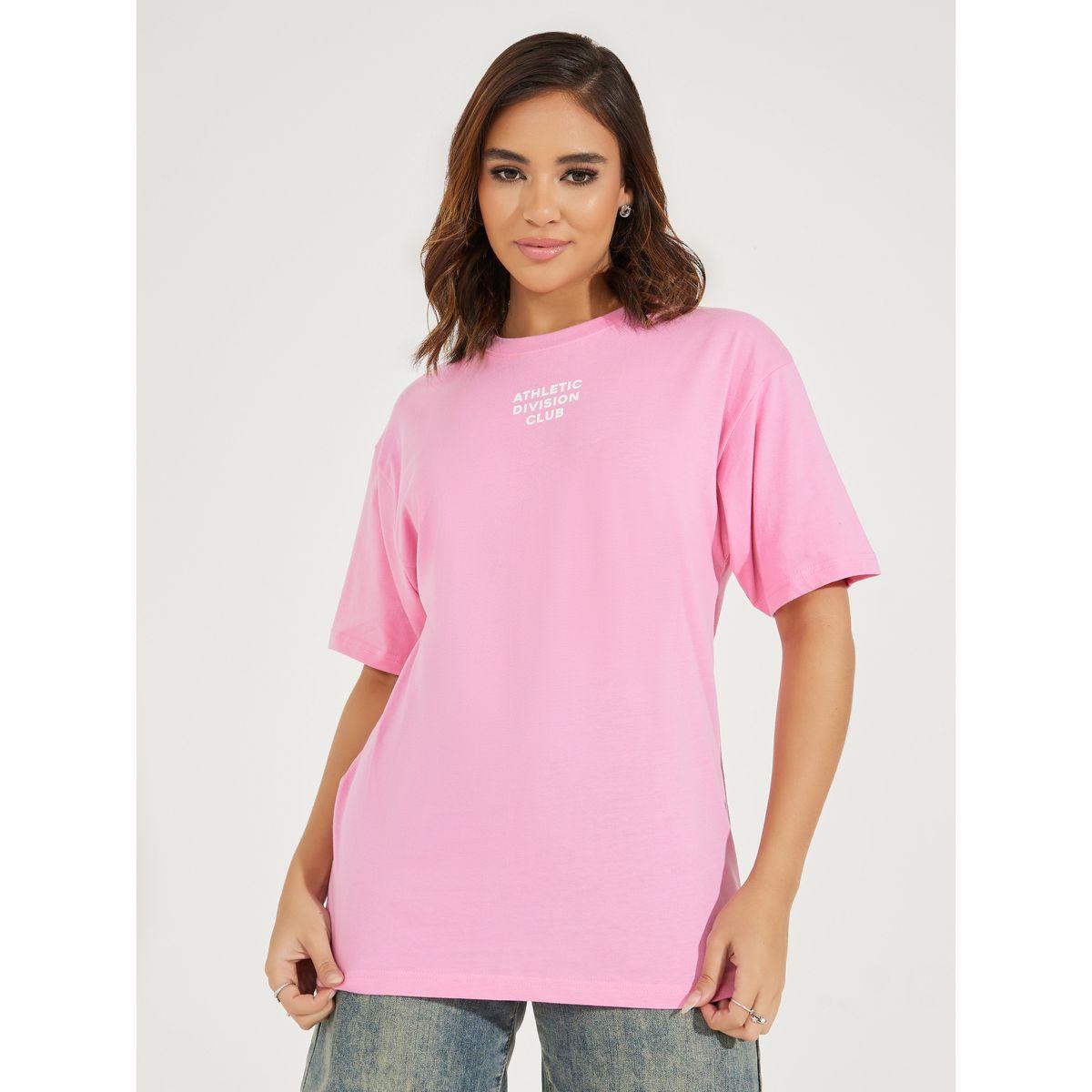 Styli Oversized Athletic Club Slogan T-Shirt with Dropped Shoulder-women-clothing-tshirts-image-2