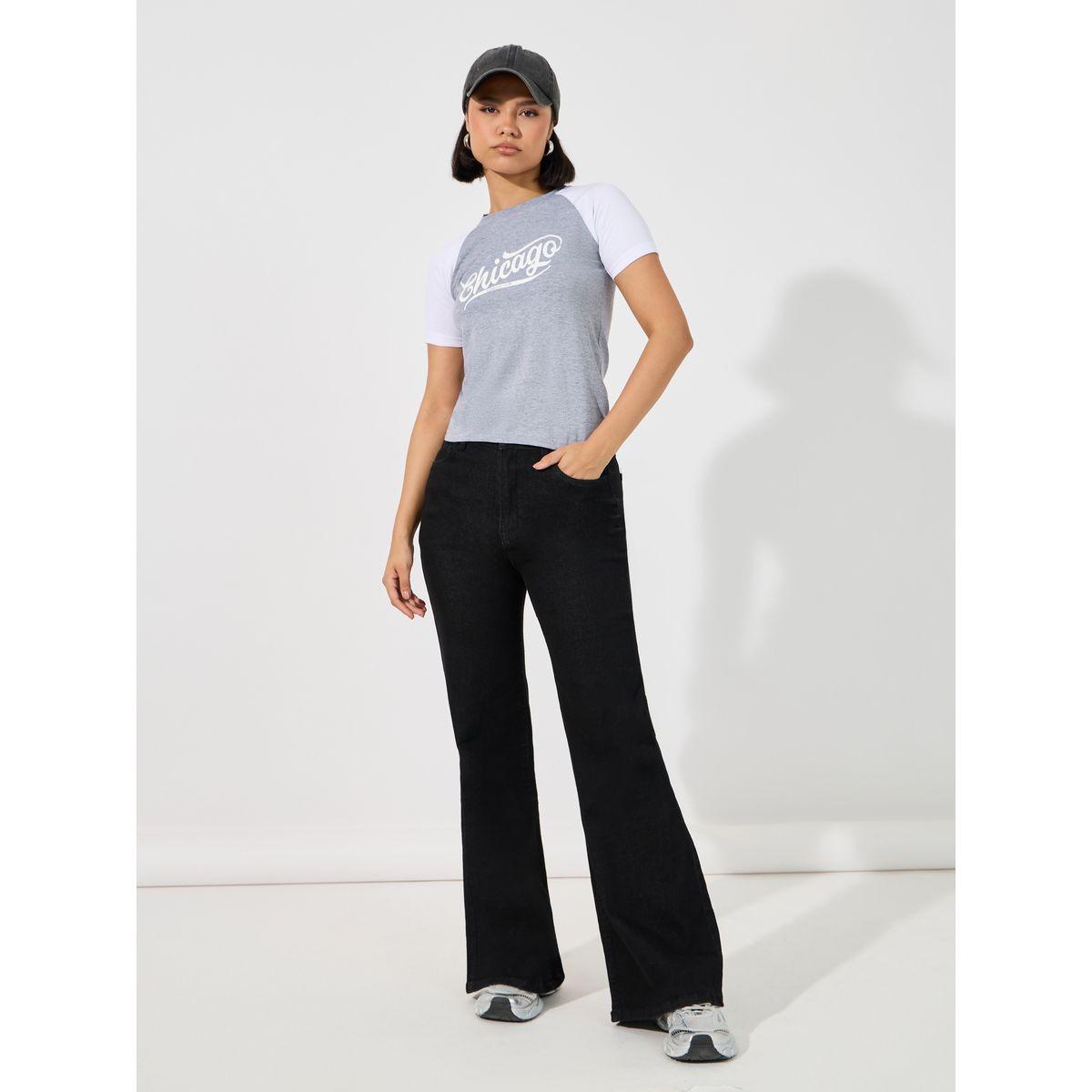 Styli Cotton Stretch Color Block Chicago Slogan Fitted T-Shirt-women-clothing-tshirts-image-2