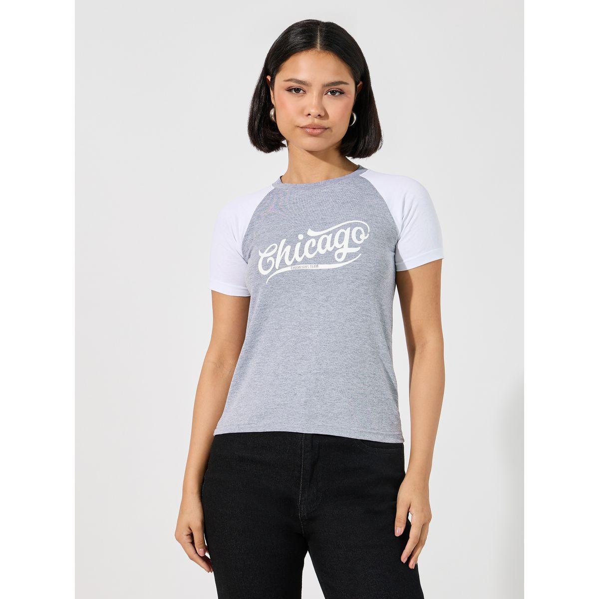 Styli Cotton Stretch Color Block Chicago Slogan Fitted T-Shirt-women-clothing-tshirts-image-3
