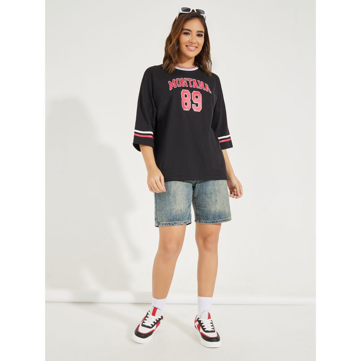 تيشيرت فضفاض مطبع بطبعة كتابة-women-clothing-tshirts-image-3