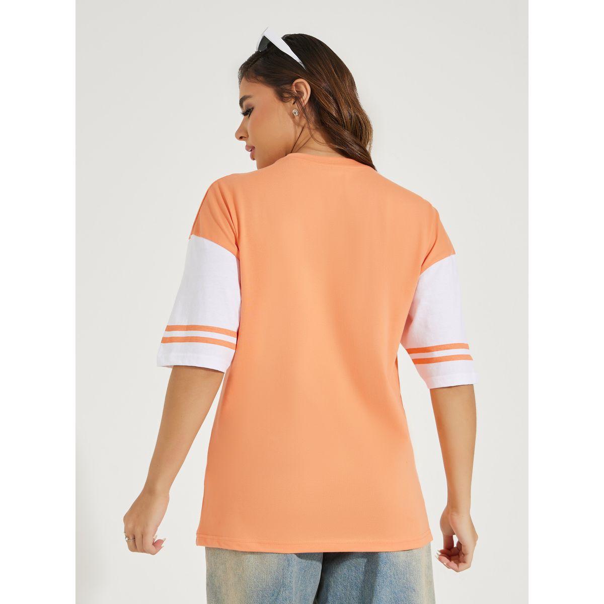 Styli Oversized Color Block Ohio Slogan T-Shirt with Dropped Shoulder-women-clothing-tshirts-image-5