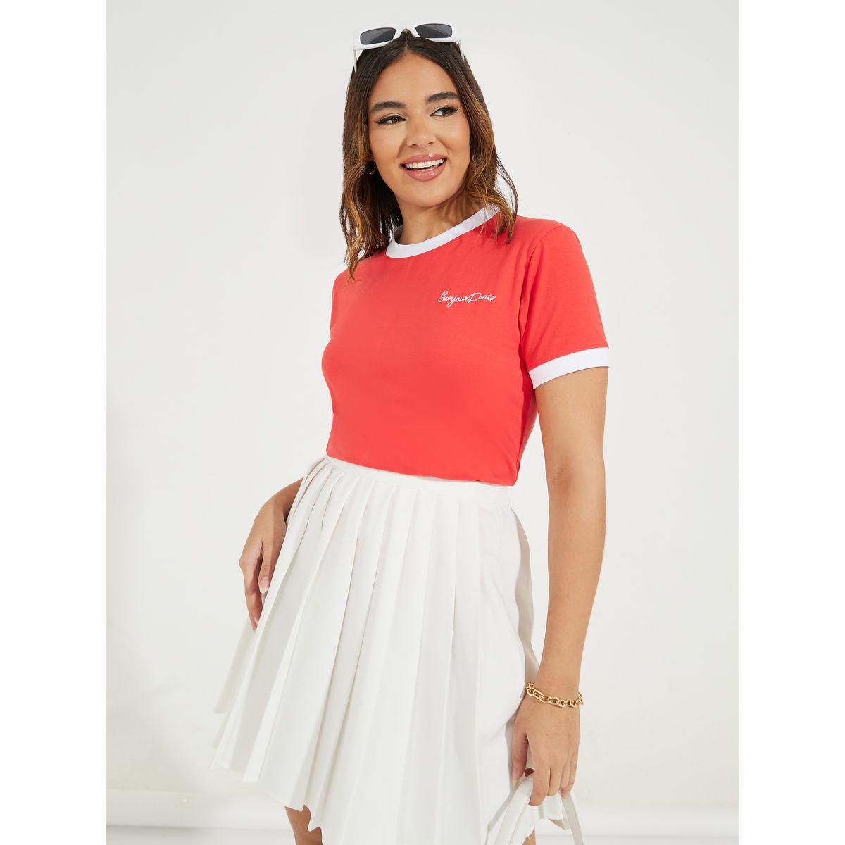Styli Cotton Stretch Fitted Embroidered Slogan T-Shirt-women-clothing-tshirts-image-1