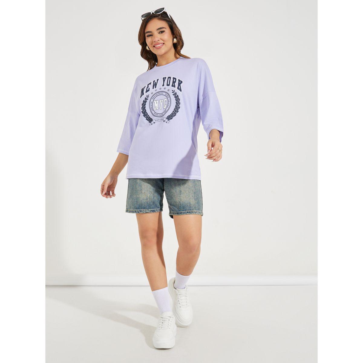 Styli Oversized New York Print T-Shirt with Exaggerated Sleeves-women-clothing-tshirts-image-2