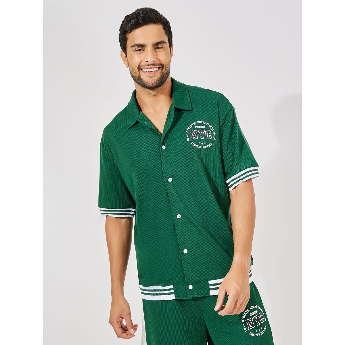 قميص فضفاض محبوك بنمط وافل مع ازرار غلق-men-clothing-shirts-image-1