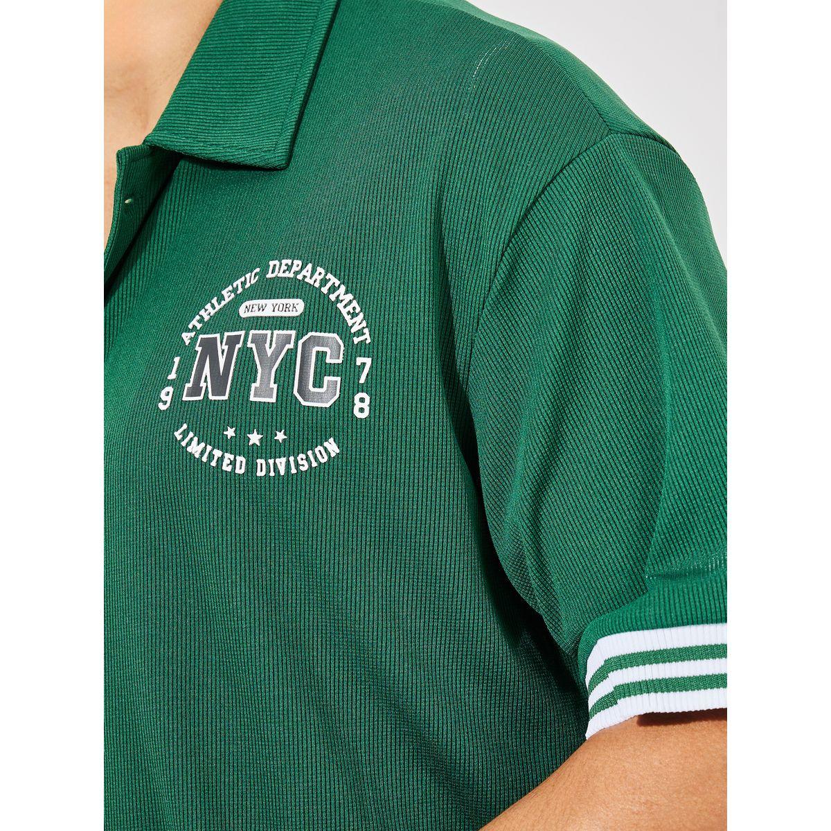 قميص فضفاض محبوك بنمط وافل مع ازرار غلق-men-clothing-shirts-image-3