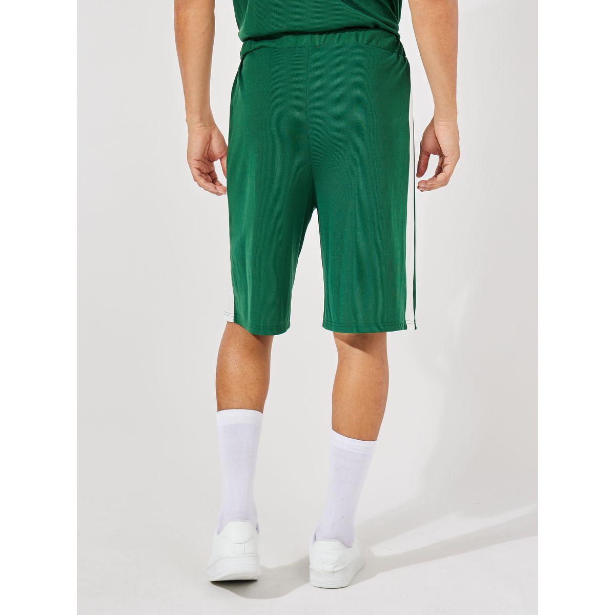 شورت فضفاض محبوك بنمط وافل مع شعار-men-clothing-bottoms-shorts-image-4