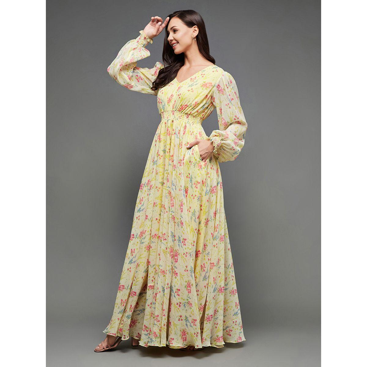 فستان طويل بطبعة زهور واكمام بيشوب ميس تشيس × ستايلي-women-clothing-dresses-image-3