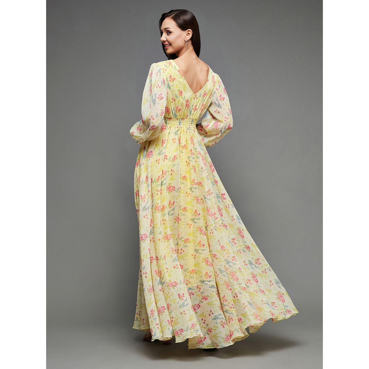 فستان طويل بطبعة زهور واكمام بيشوب ميس تشيس × ستايلي-women-clothing-dresses-image-4