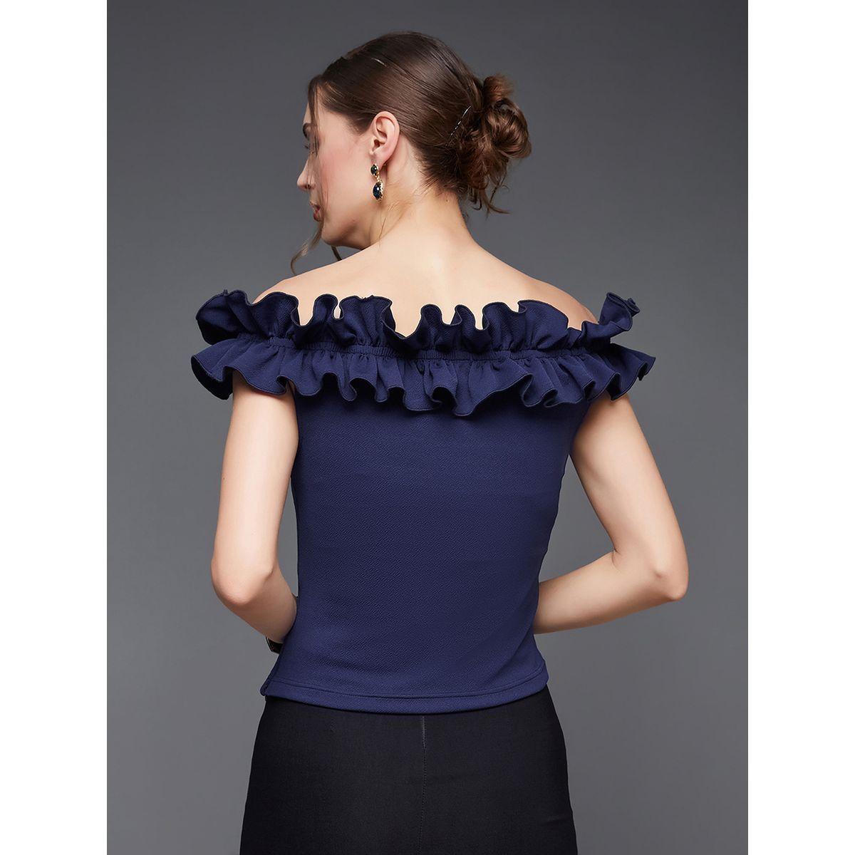 Miss Chase X Styli  Ruffled Detail Top with Bardot Neck-women-clothing-shirtsandblouses-blouses-image-3