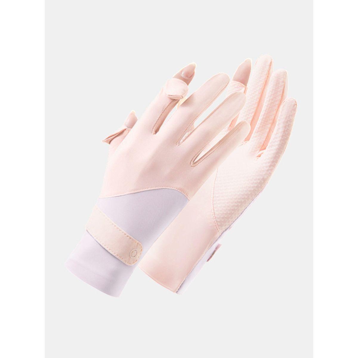 Styli Active Half & Half Color Block Open Finger Detail Adjustable Cycling Gloves-women-winterwear-gloves-image-4