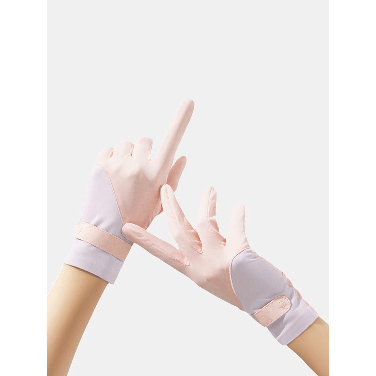 Styli Active Half & Half Color Block Open Finger Detail Adjustable Cycling Gloves-women-winterwear-gloves-image-5