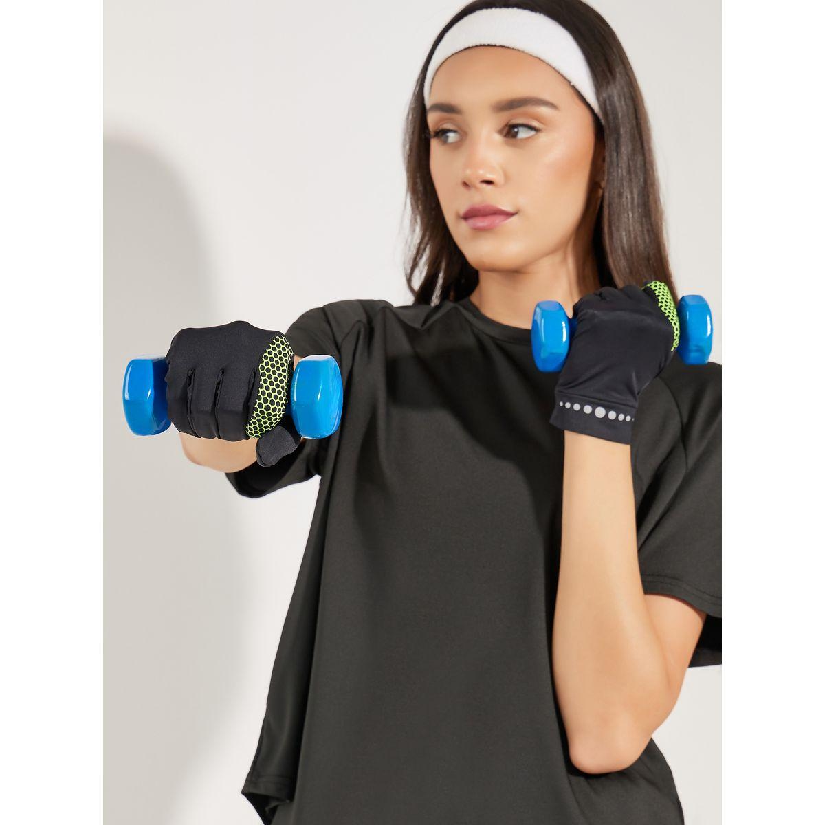 Styli Active Reflective & Open Finger Detail Silicon Grip Cycling Gloves-women-winterwear-gloves-image-2